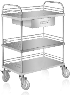 Stainless steel three-layer instrument table (with drawers)